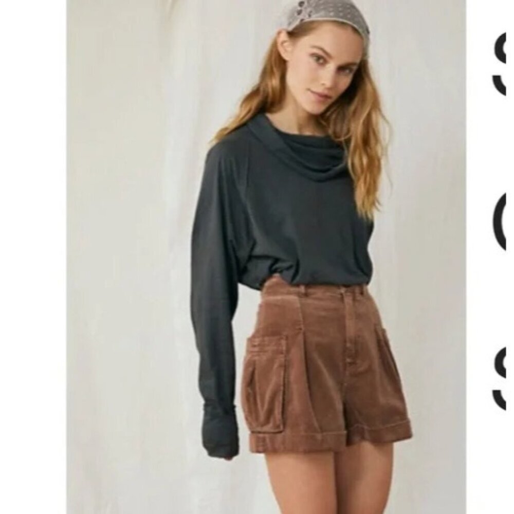 We The Free Medium Grey Don't You Want Me Long Sleeve Cowl Neck Oversized Tee